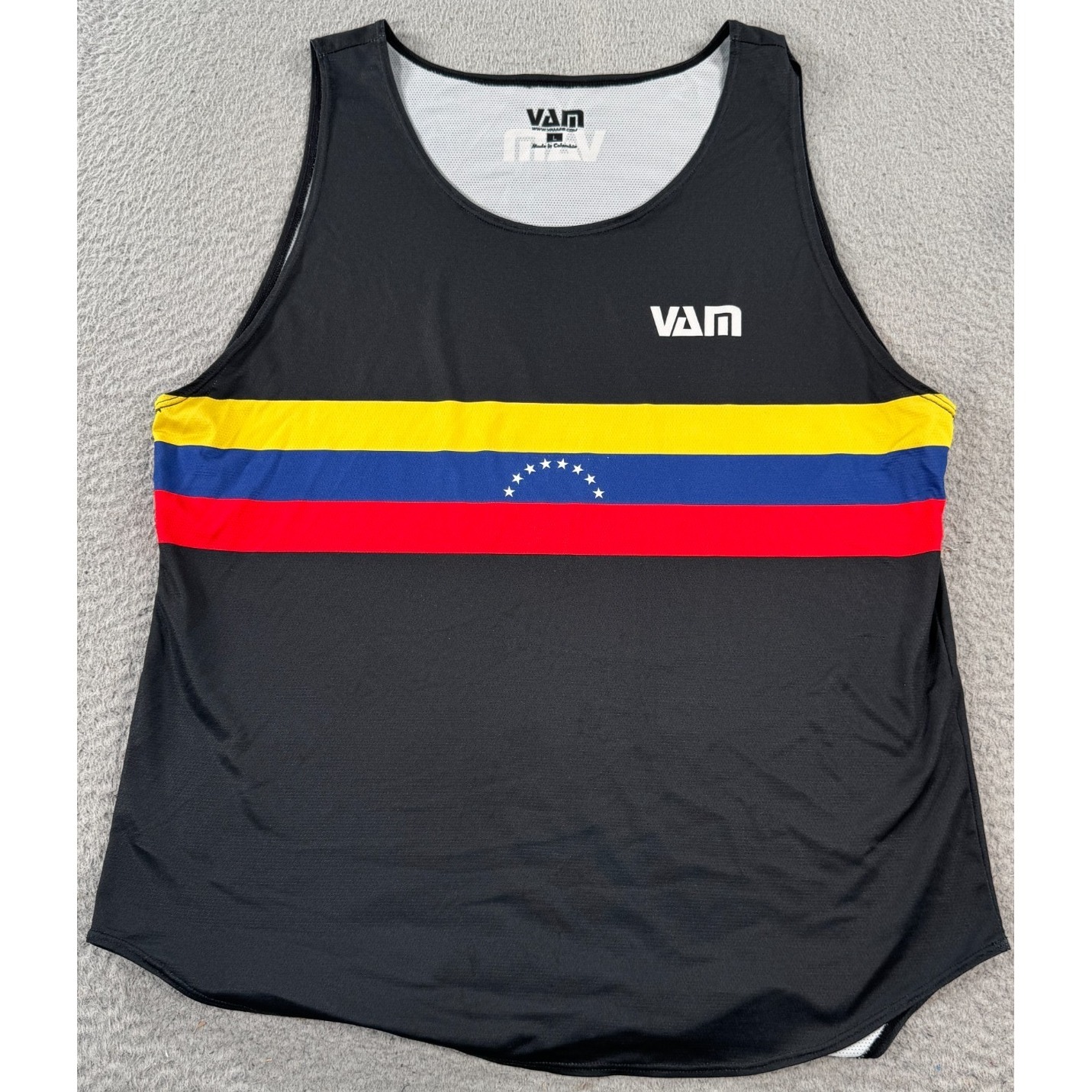 Vam Tank Top Mens Large Black Activewear Venezuelan Flag Print Running Workout